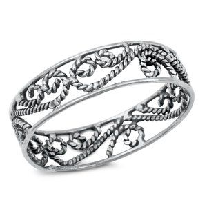 Sterling Silver Bali Ring 5 mm 925 Fashion Band
